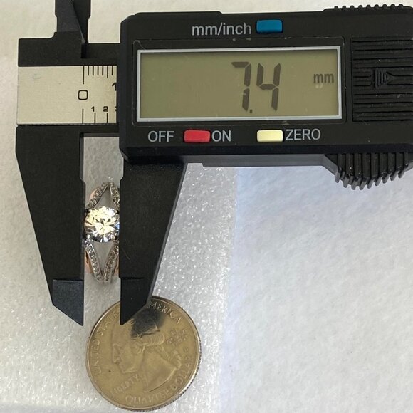 Sterling Silver 925 JA 10K Rose Gold 7MM Round Cubic Zirconia Ring Sz 7.75 - Picture 16 of 16